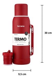 Termo 1lt Terrano Premium Base Silicona Antigolpes Rojo