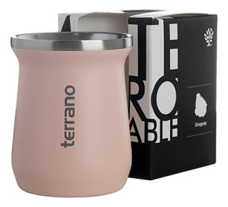 Mate Tradicional Camionero Acero Inox Doble Capa 230 Terrano Rosa Claro