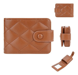 Estuche Maquillaje Espejo Neceser Organizador Cosmética Marrón