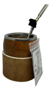 Mate Calabaza Bombilla 17cm Alpaca Posa Mate + Luz Bombilla Recta Aplique Aro