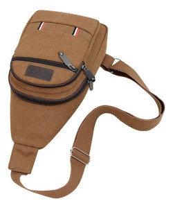 Riñonera Bandolera Cruzada Tela Unisex Urbana Ajustable Marrón