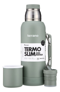 Termo Terrano Slim 750 Con Asa Base Silicona Antiabollones Oliva