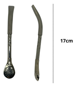 Mate Calabaza Bombilla 17cm Alpaca Posa Mate + Luz Bombilla Pico Loro Cincelada