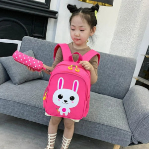 Mochila Diseño Escolar + Estuche Infantil Niño Niña Jardin Conejo 1 Rosa Chicle