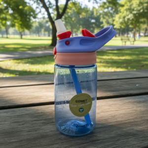 Botella Plastica Infantil Pico Retractil C/asa Escolar Lila