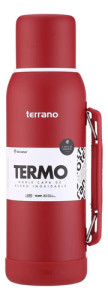 Termo 1lt Terrano Premium Base Silicona Antigolpes Rojo