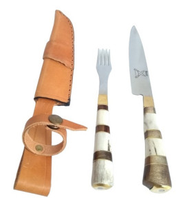 Set De Cuchillo, Tenedor Y Vaina Cuero Cuareim Bis