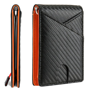 La Mejor Billetera Rfid Antirrobo, Billetera Delgada Para Ho Color Naranja Diseño De La Tela Liso