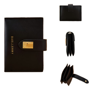 Monedero Broche Porta Tarjetas Dama Fino Elegante Compacto Liso Negro
