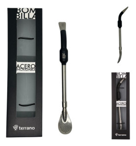 Bombilla Terrano Acero Inoxidable Paleta Premium Negro