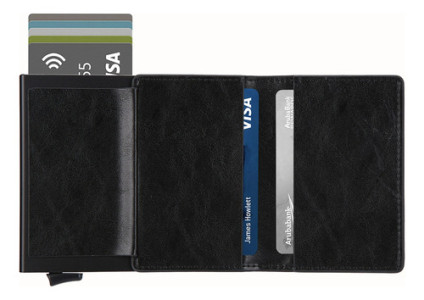Billetera Tarjetero Rfid Anti Clonación Antirrobo Terrano Negro Liso
