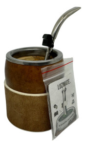 Mate Calabaza Bombilla 17cm Alpaca Posa Mate + Luz Bombilla Pico Loro Cincelada