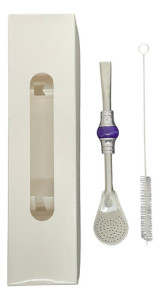 Bombilla Corta Piedra Acero Inox. Moderna Elegante Para Mate Violeta Oscuro