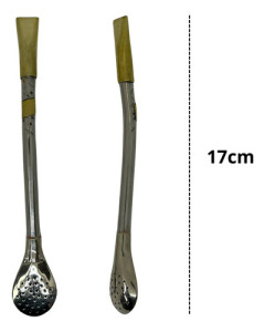 Mate Calabaza Bombilla 17cm Alpaca Posa Mate + Luz Bombilla Recta Pico Bronce Aplique