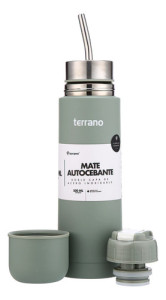Mate Autocebante - Termo Acero Inox 500 Ml Terrano Oliva Autocebante