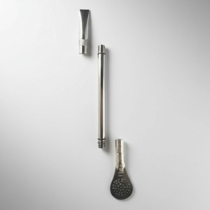 Bombillon Alpaca Desmontable 3 Partes 20cm + Limpia Bombilla Acero