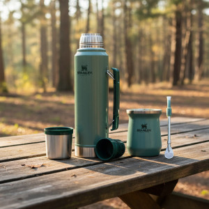 Kit Termo 1lt Stanley Mate Camionero Acero Inox Bombilla