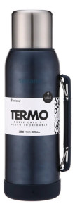 Termo 1lt Terrano Premium Base Silicona Antigolpes Azul Metalizado