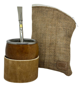 Kit Mate Calabaza Posa Mate Bombillon 18cm Alpaca + Yerbera Mate Boca Chata Bombillon Recto Alpique