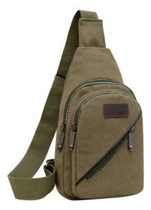 Riñonera Bandolera Cruzada Tela Unisex Urbana Ajustable Verde Musgo