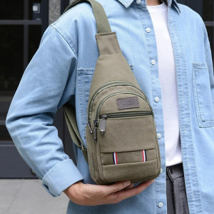 Riñonera Bandolera Cruzada Tela Unisex Urbana Ajustable Verde Musgo