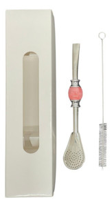 Bombilla Corta Piedra Acero Inox. Moderna Elegante Para Mate Rosa Claro