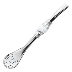 Bombilla Corta Piedra Acero Inox. Moderna Elegante Para Mate Blanco