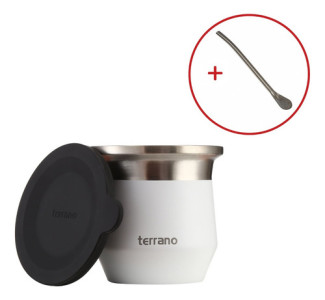 Mate Terrano Acero Doble Capa C/ Tapa Silicona + Bombilla Re