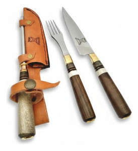 Set Cuchillo Tenedor Chaira Artesanal Parrilla Santa Lucía