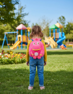 Mochila Mochilita Infantil Dinosaurio Escolar Niño Peluche Rosa Chicle