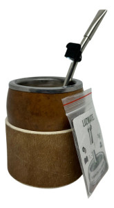 Mate Calabaza Bombilla 17cm Alpaca Posa Mate + Luz Bombilla Recta Lisa