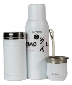Mate Termo Terrano Base Silicona Yerbera Kit Matero Kit Blanco Termo Base Silicona-flap