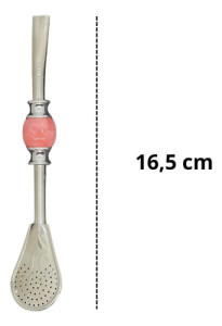 Bombilla Corta Piedra Acero Inox. Moderna Elegante Para Mate Rosa Claro