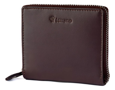 Billetera Porta Monedas Terrano Con Cierre Metálico Cuero Ub Color Marrón