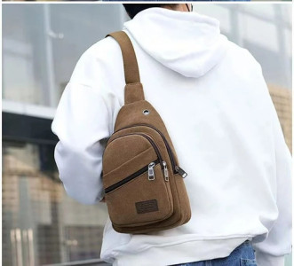 Bandolera Riñonera Cruzada Urbana Casual Lona Resistente Lona Marrón