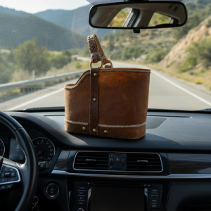 Matera Para Auto Cuero Crudo  Oscuro