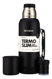 Termo Terrano Slim 750 Con Asa Base Silicona Antiabollones Negro