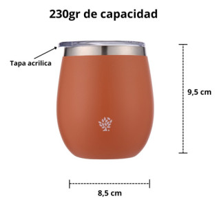 Termo Terrano 1lt Base Silicona Anticaida + Mate + Bombilla Terracota