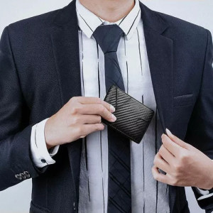 Billetera Antirrobo Rfid, Billetera Delgada Caballero Hombre Azul