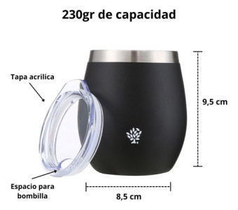 Termo Terrano 1lt Base Silicona Anticaida + Mate + Bombilla Negro