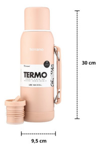 Termo 1lt Terrano Premium Base Silicona Antigolpes Rosa