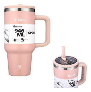 Terrano Spotie Cup Vaso Termico 946 Ml Con Pico Acero Inox Rosa Lisa