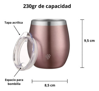 Termo Terrano 1lt Base Silicona Anticaida + Mate + Bombilla Lila Metalizado