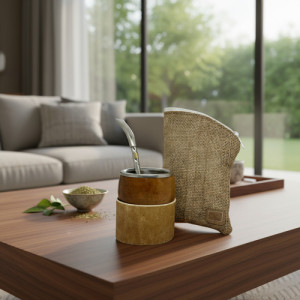 Kit Mate Calabaza Posa Mate Bombillon 18cm Alpaca + Yerbera Mate Boca Chata Bombillon Pico Loro Aplique