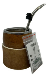 Mate Calabaza Bombilla 17cm Alpaca Posa Mate + Luz Bombilla Pico Loro Lisa