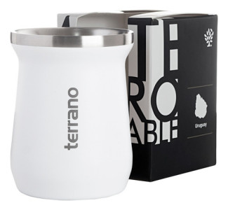 Mate Tradicional Camionero Acero Inox Doble Capa 230 Terrano Blanco