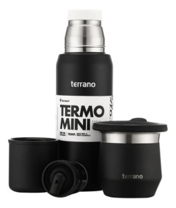 Kit Termo Terrano Mini 500ml Mate C/tapa Silicona + Bombilla Negro