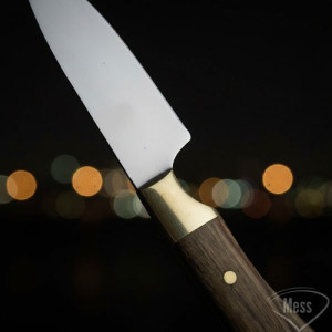 Set Cuchillo Tenedor Vaina Cuero Artesanal Acero Inox Oscuro