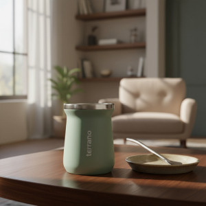 Mate Terrano Chico 160ml Acero Inox Camionero + Bombilla Oliva