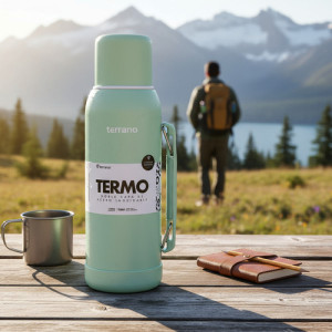 Termo 1lt Terrano Premium Base Silicona Antigolpes - Agua